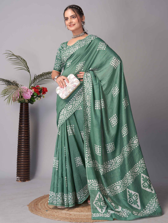 Chanderi Cotton Saree Green