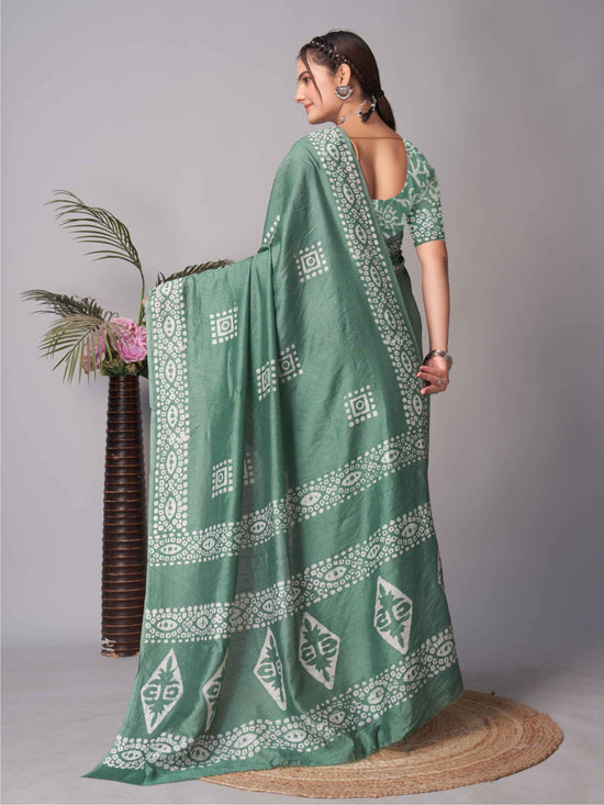 Chanderi Cotton Saree Green
