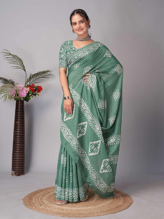 Chanderi Cotton Saree Green