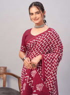 Chanderi Cotton Saree Maroon