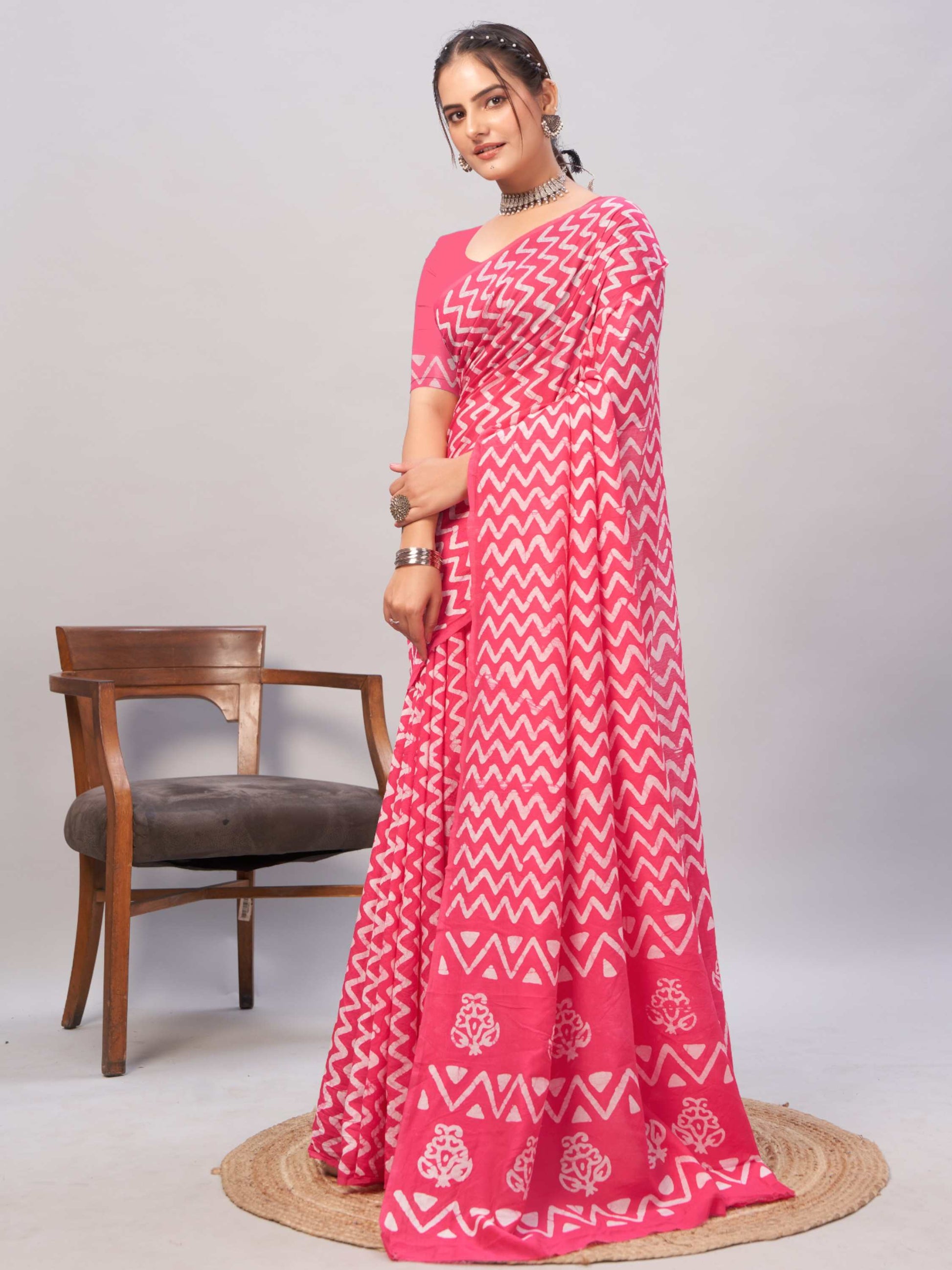 Chanderi Cotton Saree Pink