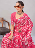 Chanderi Cotton Saree Pink