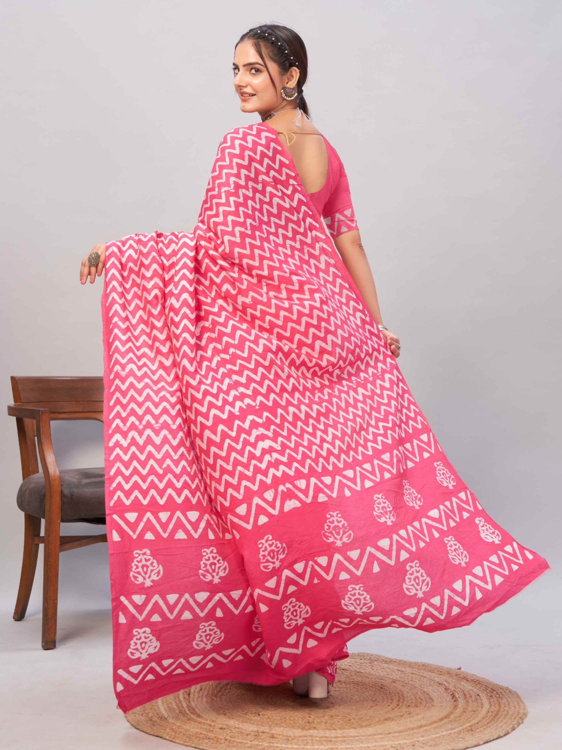Chanderi Cotton Saree Pink