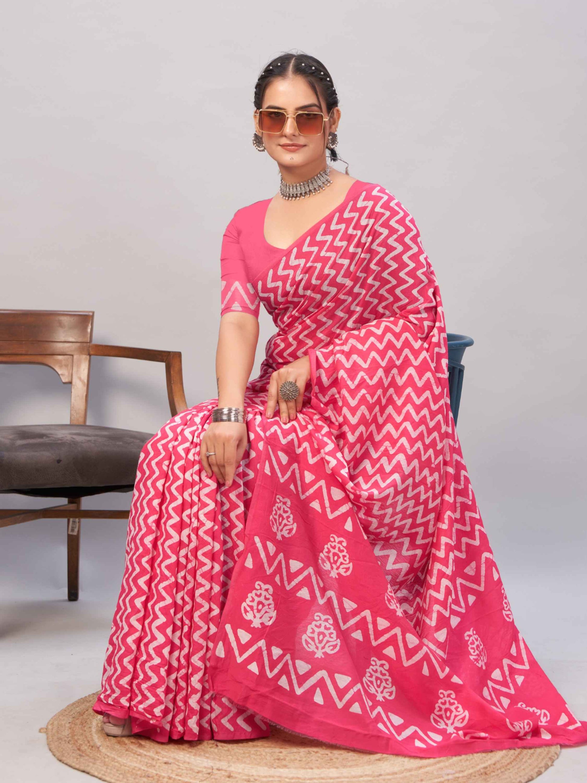 Chanderi Cotton Saree Pink