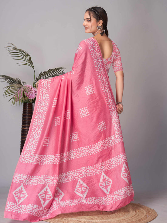 Chanderi Cotton Saree Pink