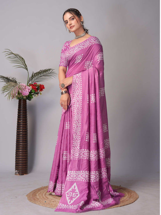 Chanderi Cotton Saree Purple