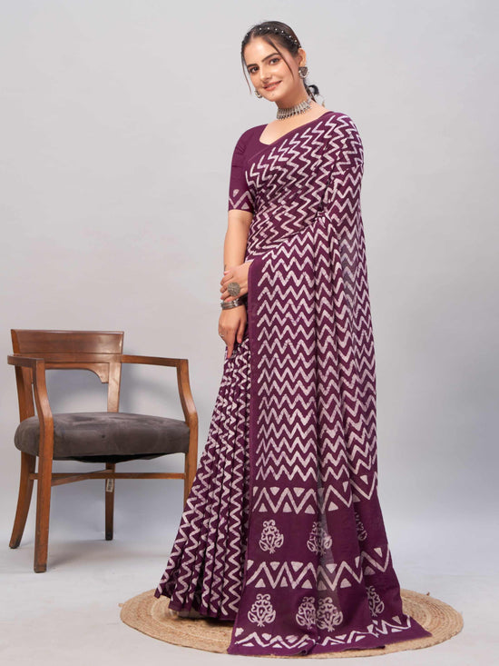 Chanderi Cotton Saree Purple