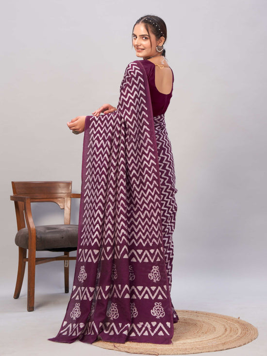 Chanderi Cotton Saree Purple