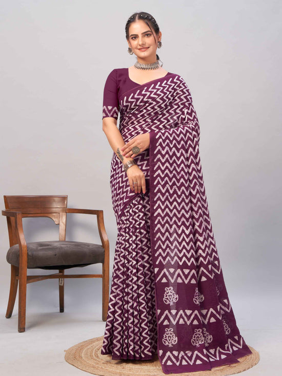 Chanderi Cotton Saree Purple