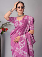Chanderi Cotton Saree Purple