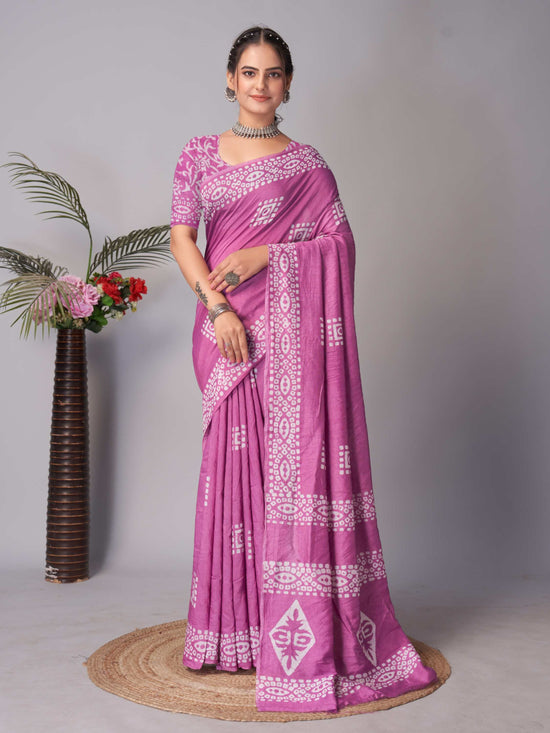 Chanderi Cotton Saree Purple