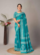 Chanderi Cotton Saree Sky Blue