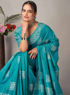 Chanderi Cotton Saree Sky Blue