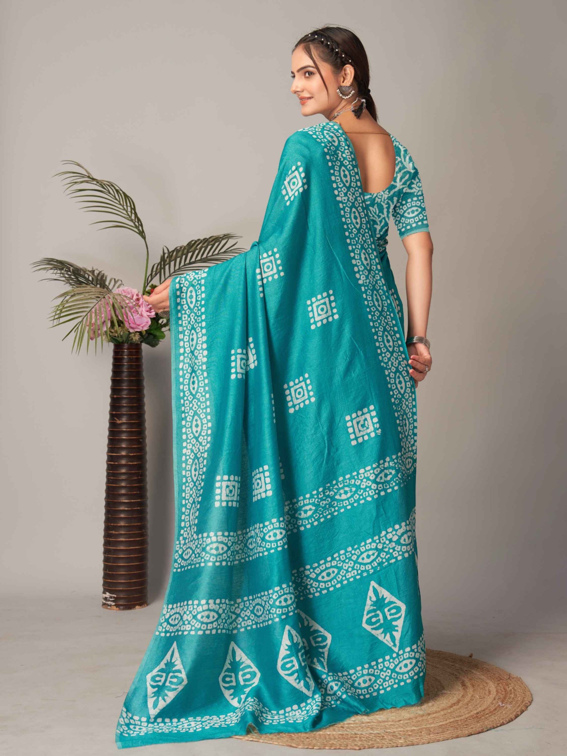 Chanderi Cotton Saree Sky Blue