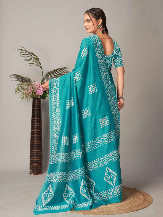 Chanderi Cotton Saree Sky Blue