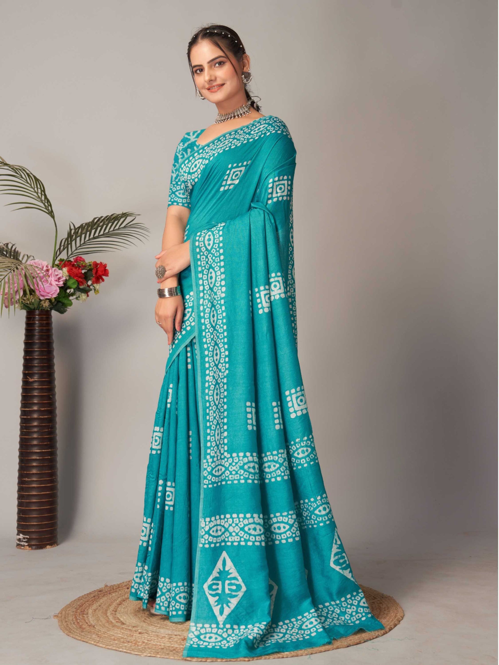 Chanderi Cotton Saree Sky Blue