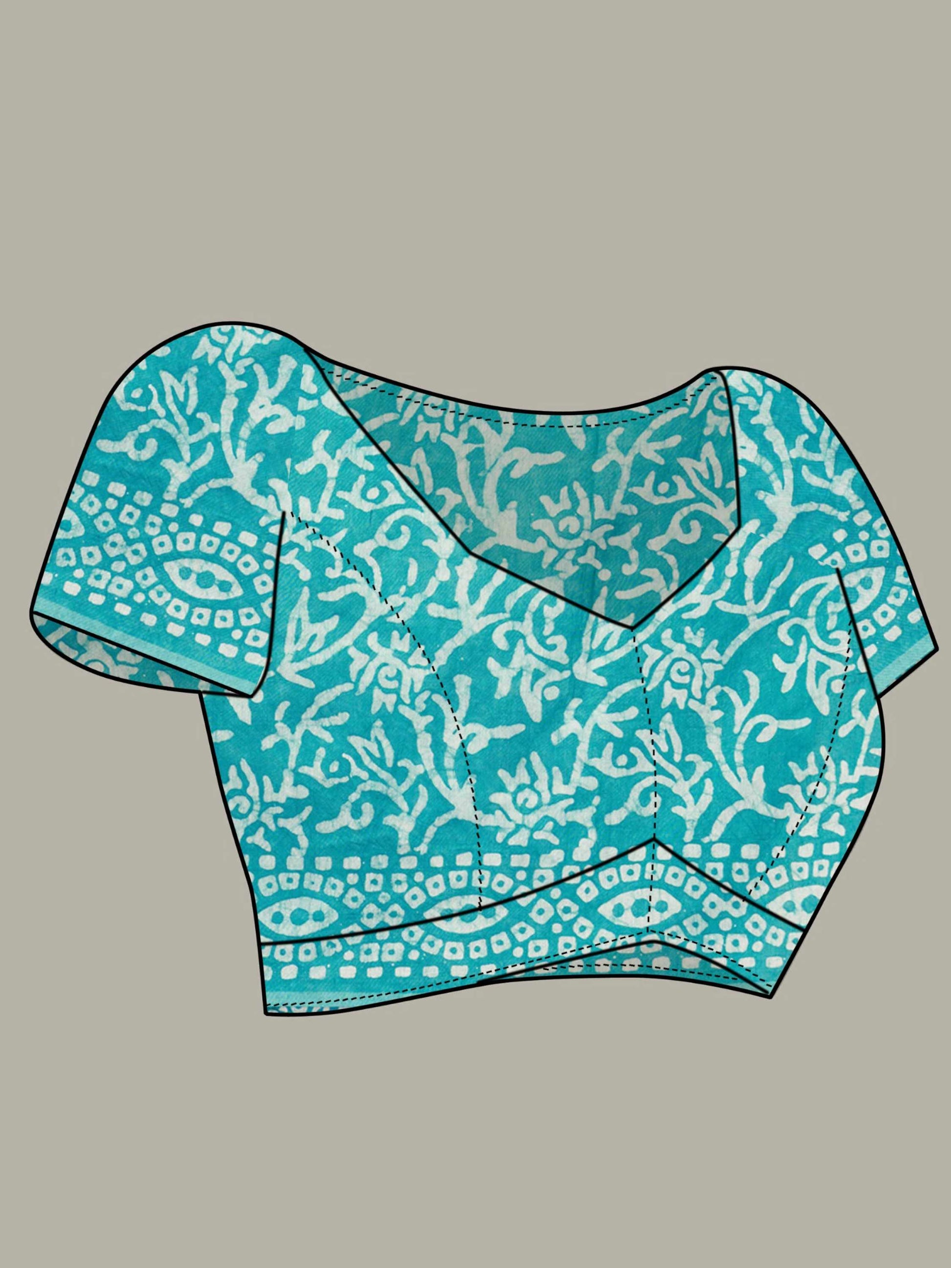 Chanderi Cotton Saree Sky Blue