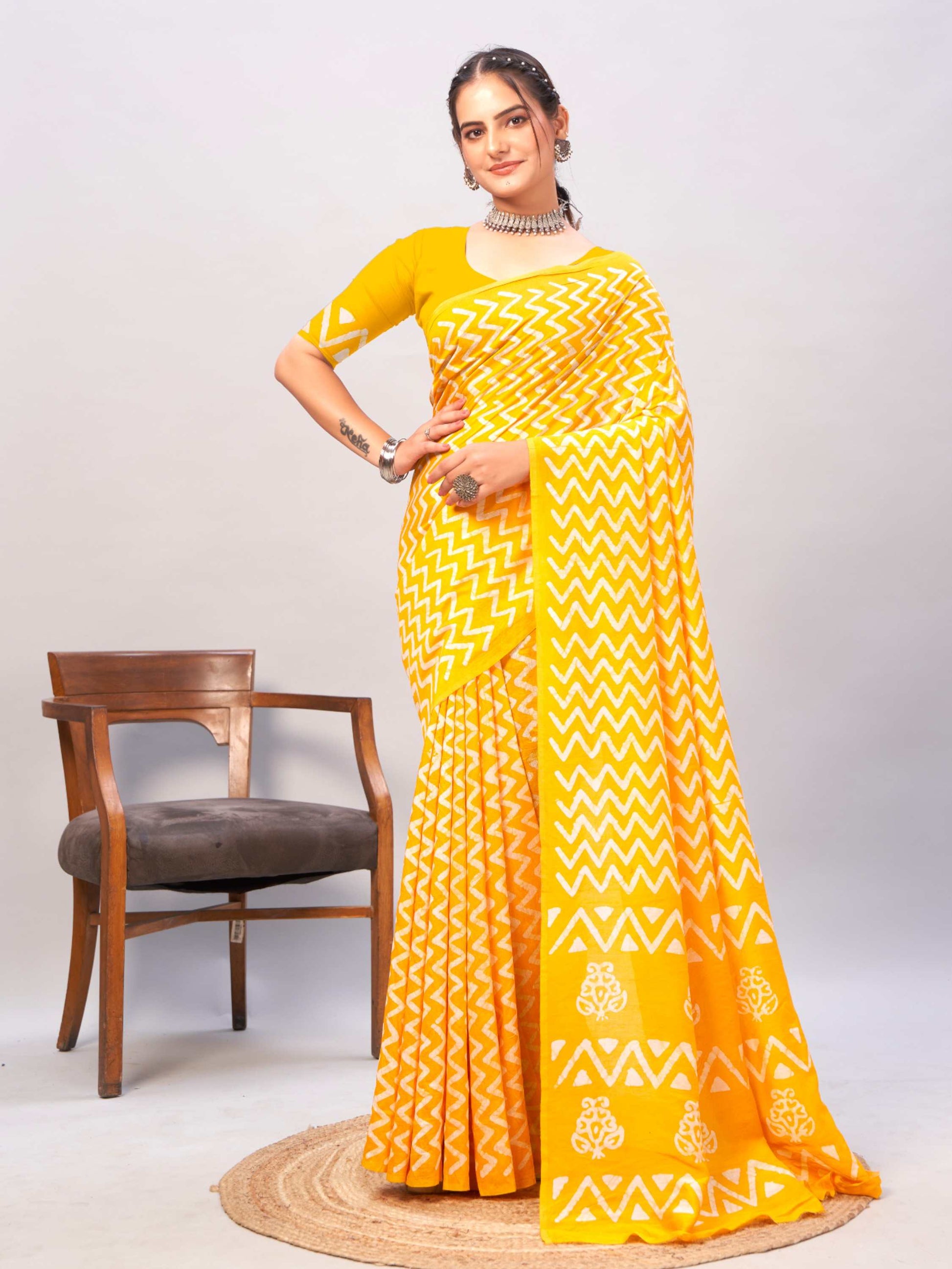 Chanderi Cotton Saree Yellow