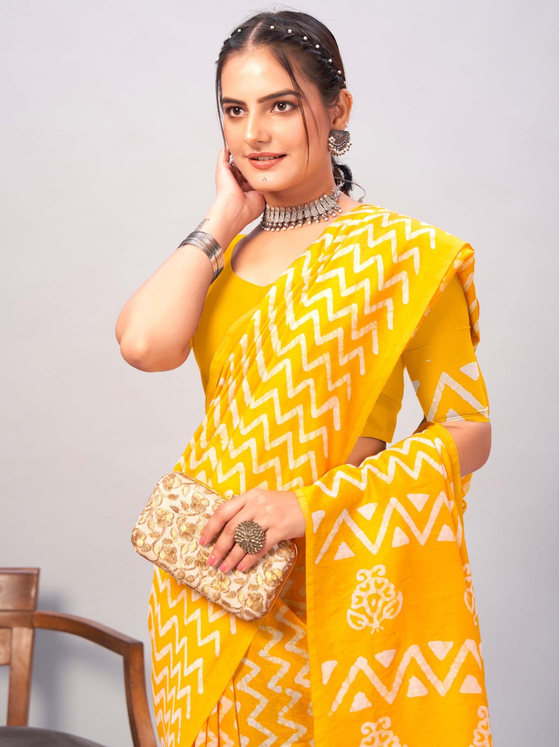 Chanderi Cotton Saree Yellow