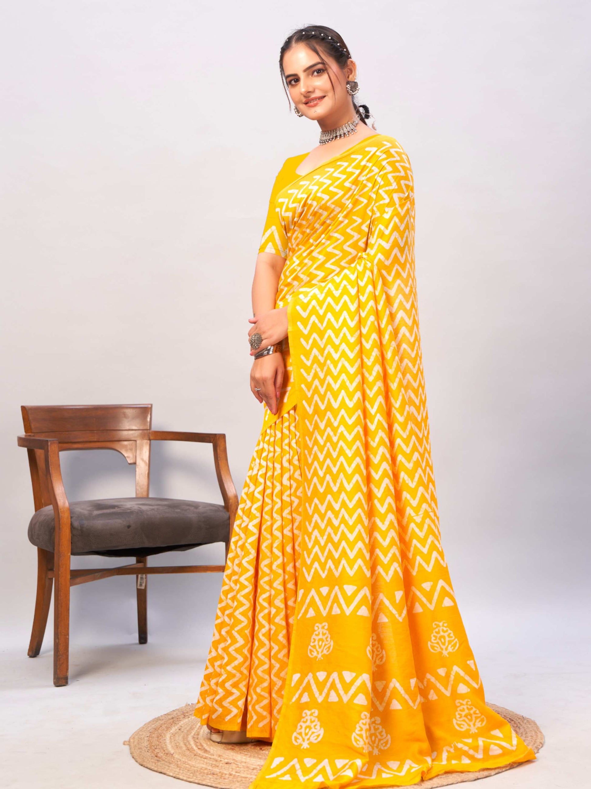 Chanderi Cotton Saree Yellow