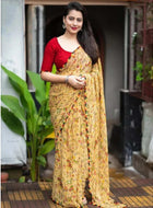 Chiku Chiffon Saree