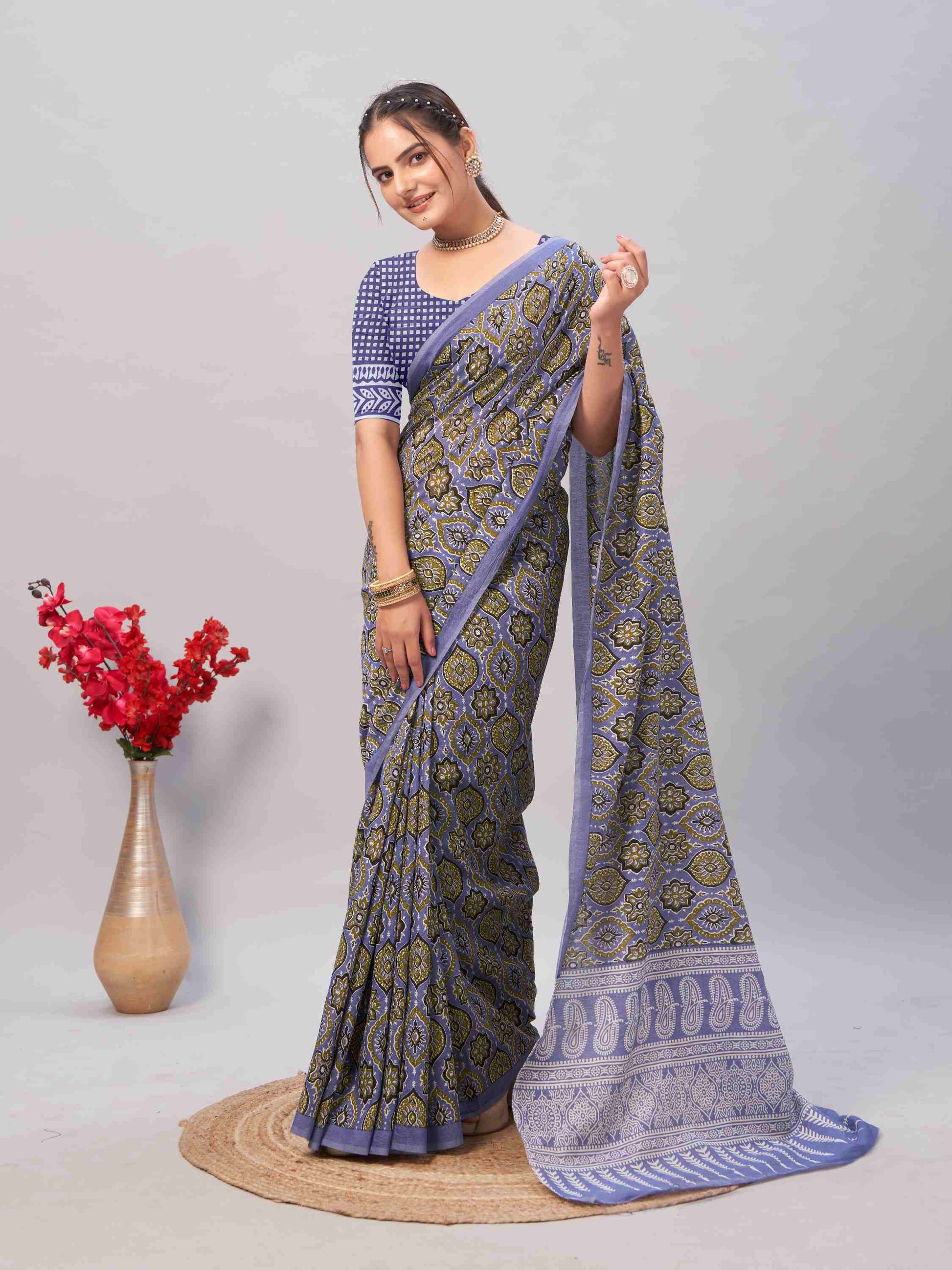 Cotton Saree Blue