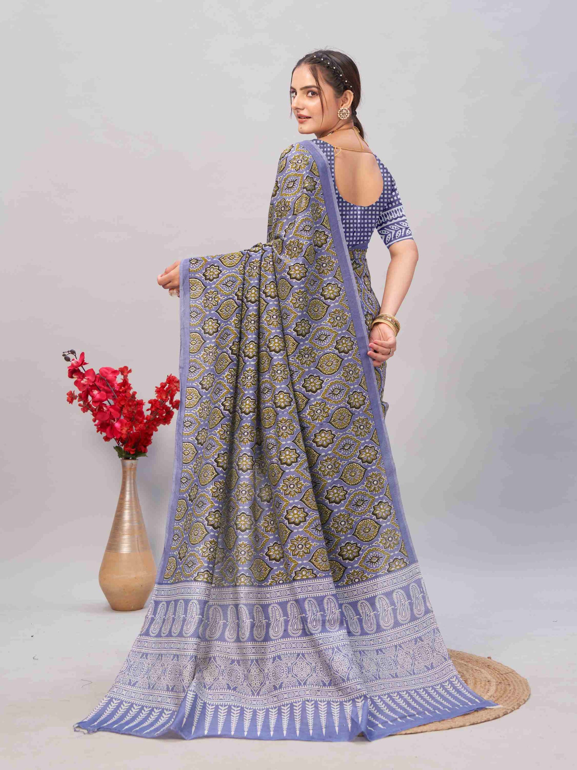 Cotton Saree Blue