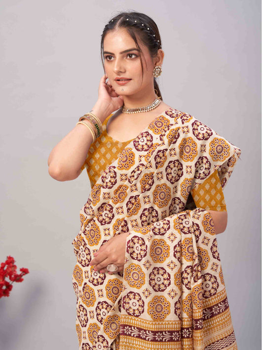 Cotton Saree Cream