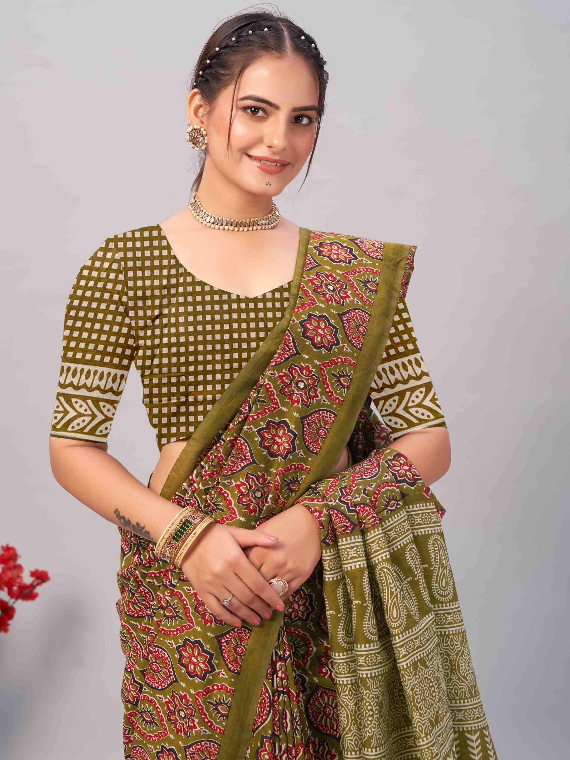 Cotton Saree Green