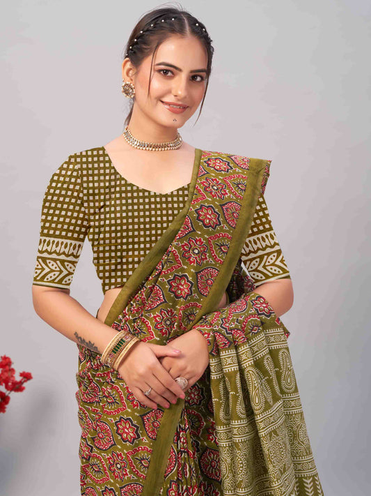 Cotton Saree Green