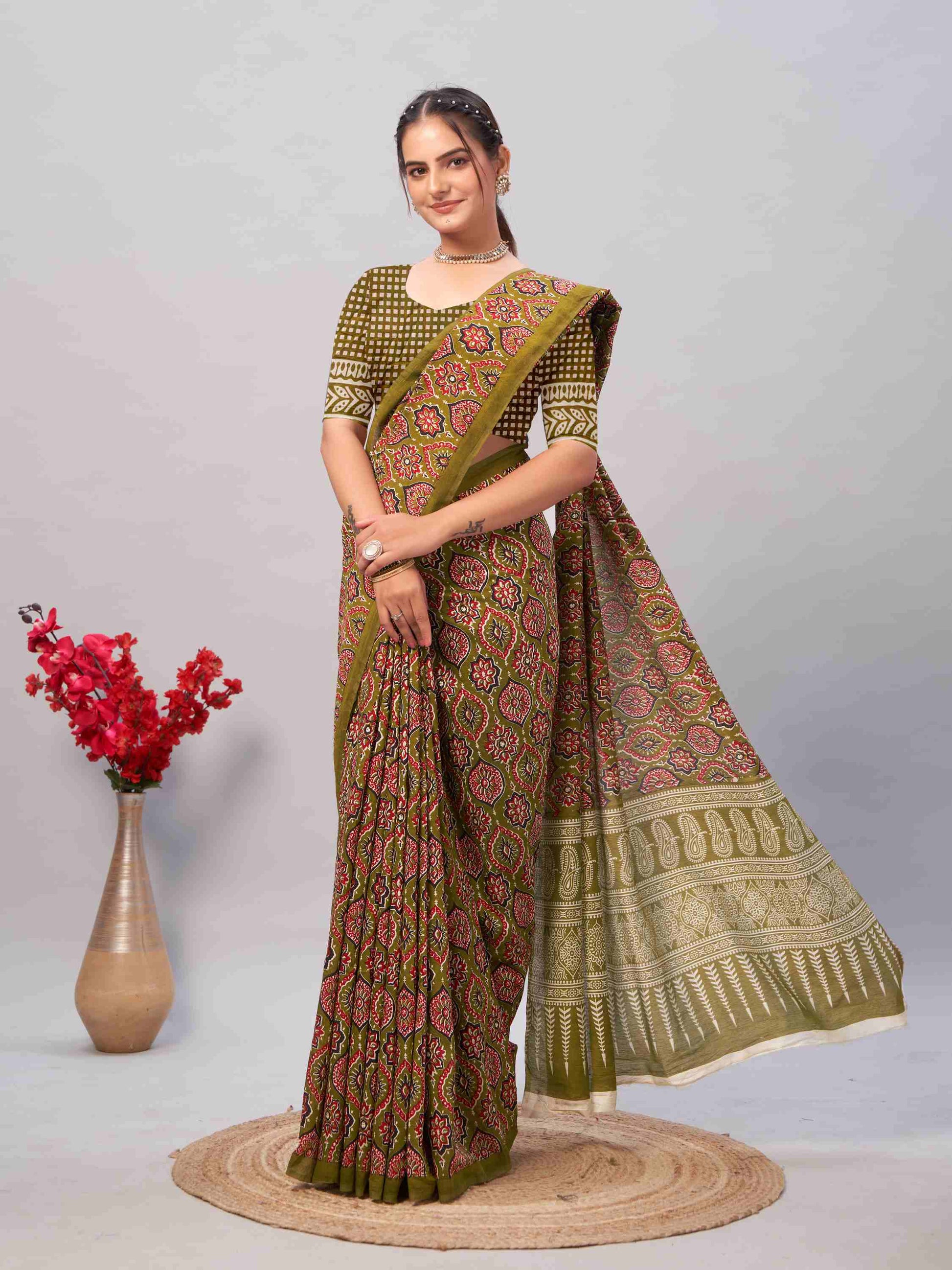 Cotton Saree Green