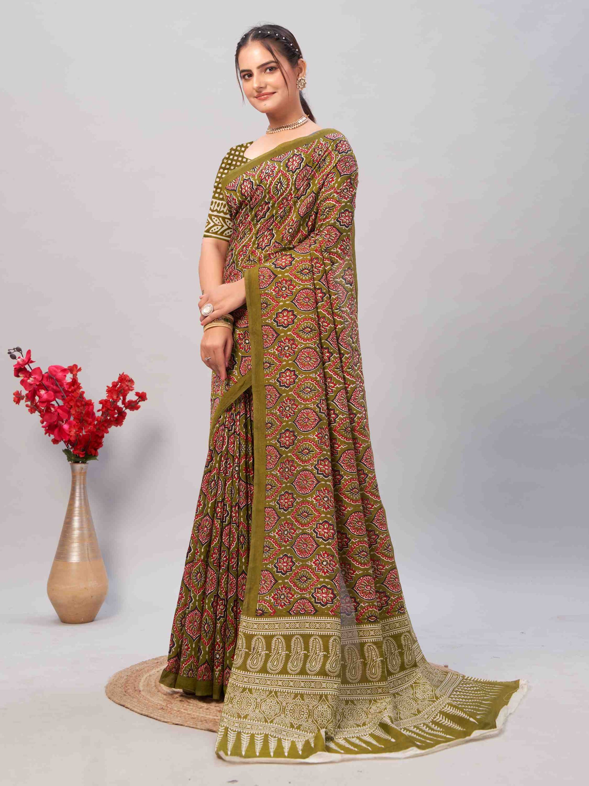 Cotton Saree Green