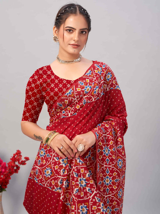 Cotton Saree Red