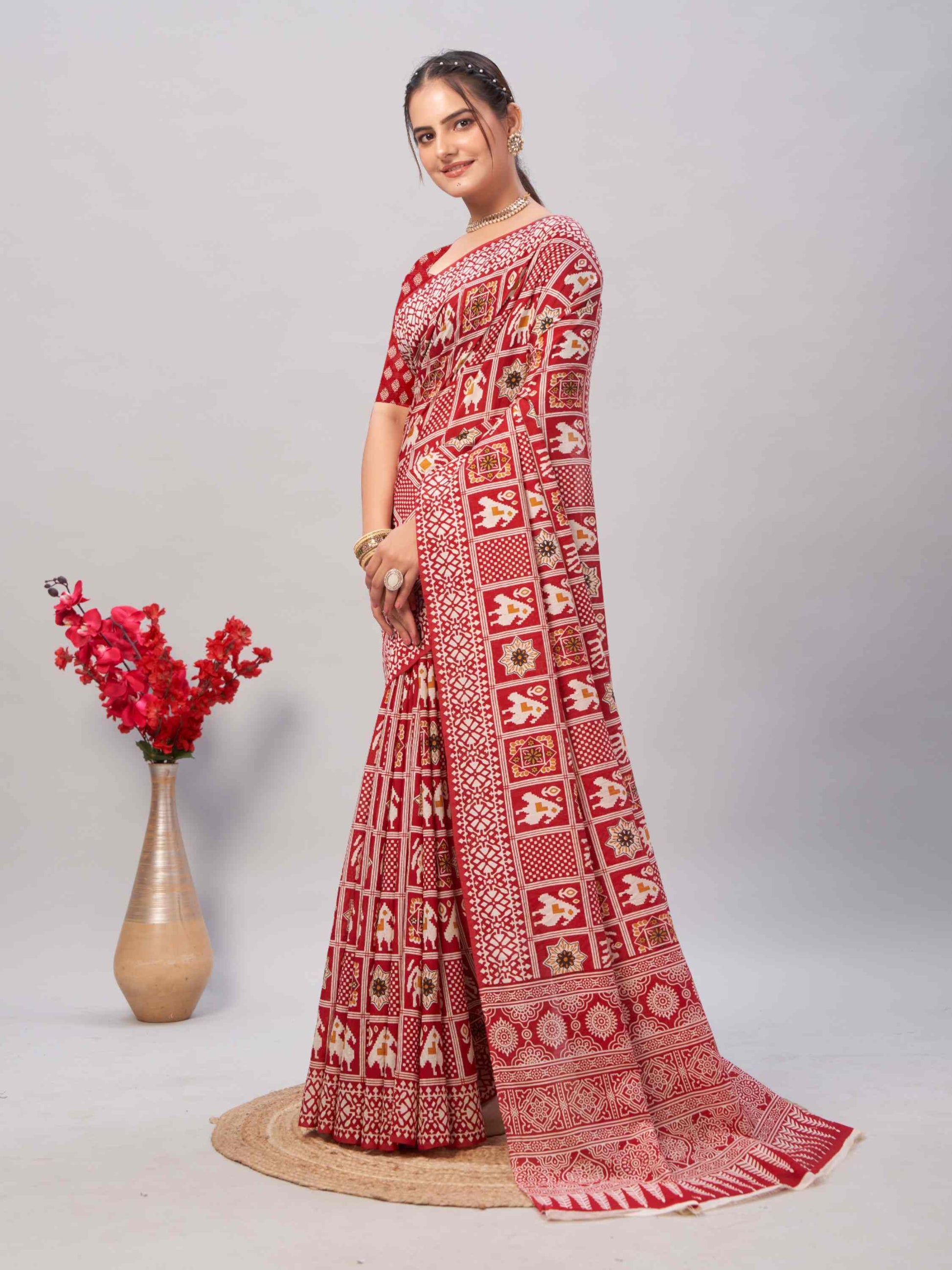 Cotton Saree Red