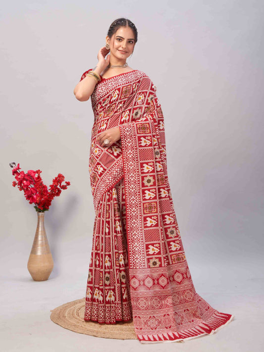 Cotton Saree Red