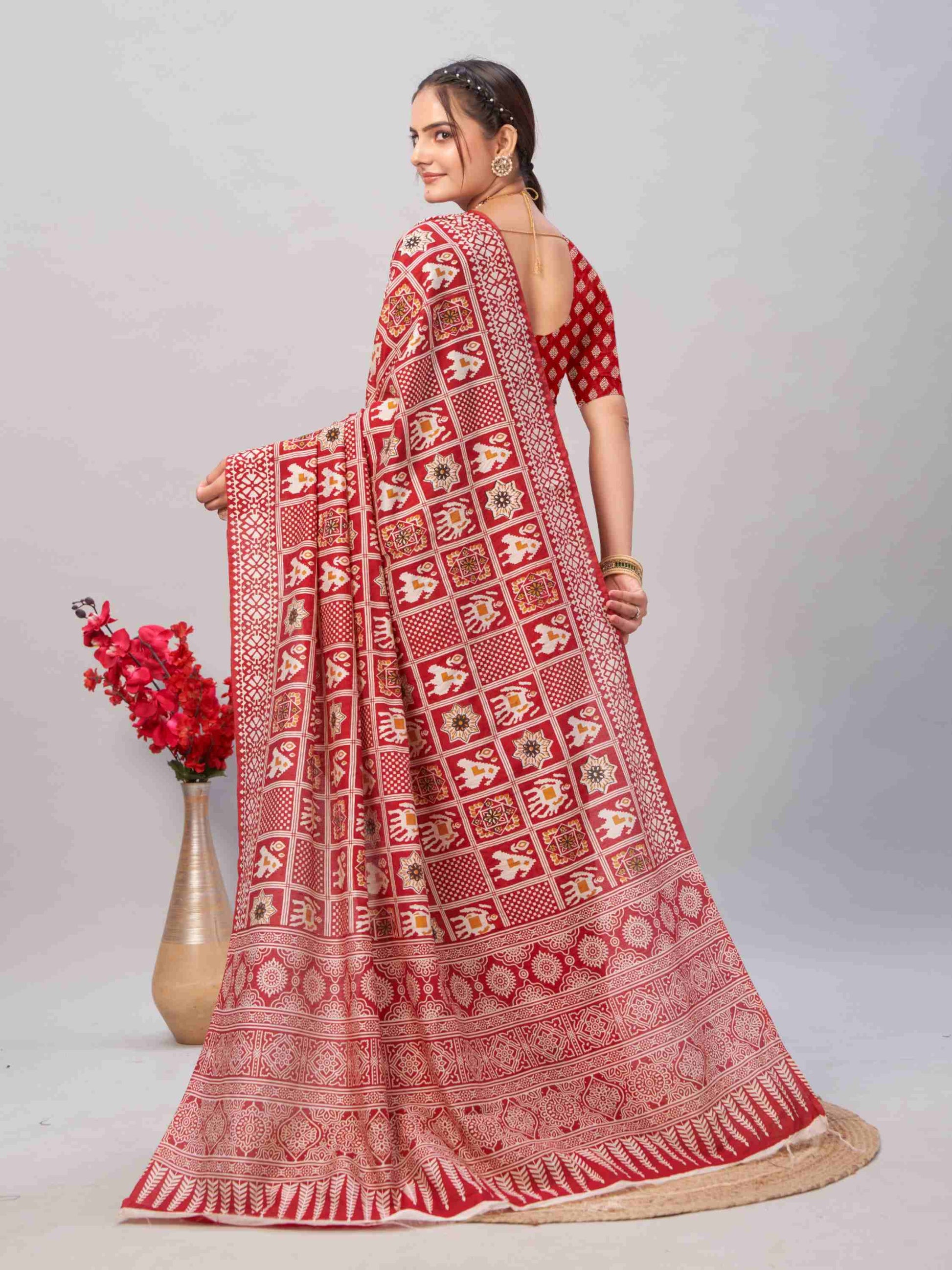 Cotton Saree Red