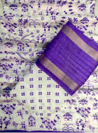 Cotton Saree White Blue
