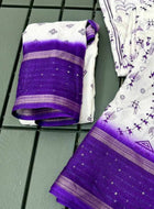 Cotton Saree White Blue