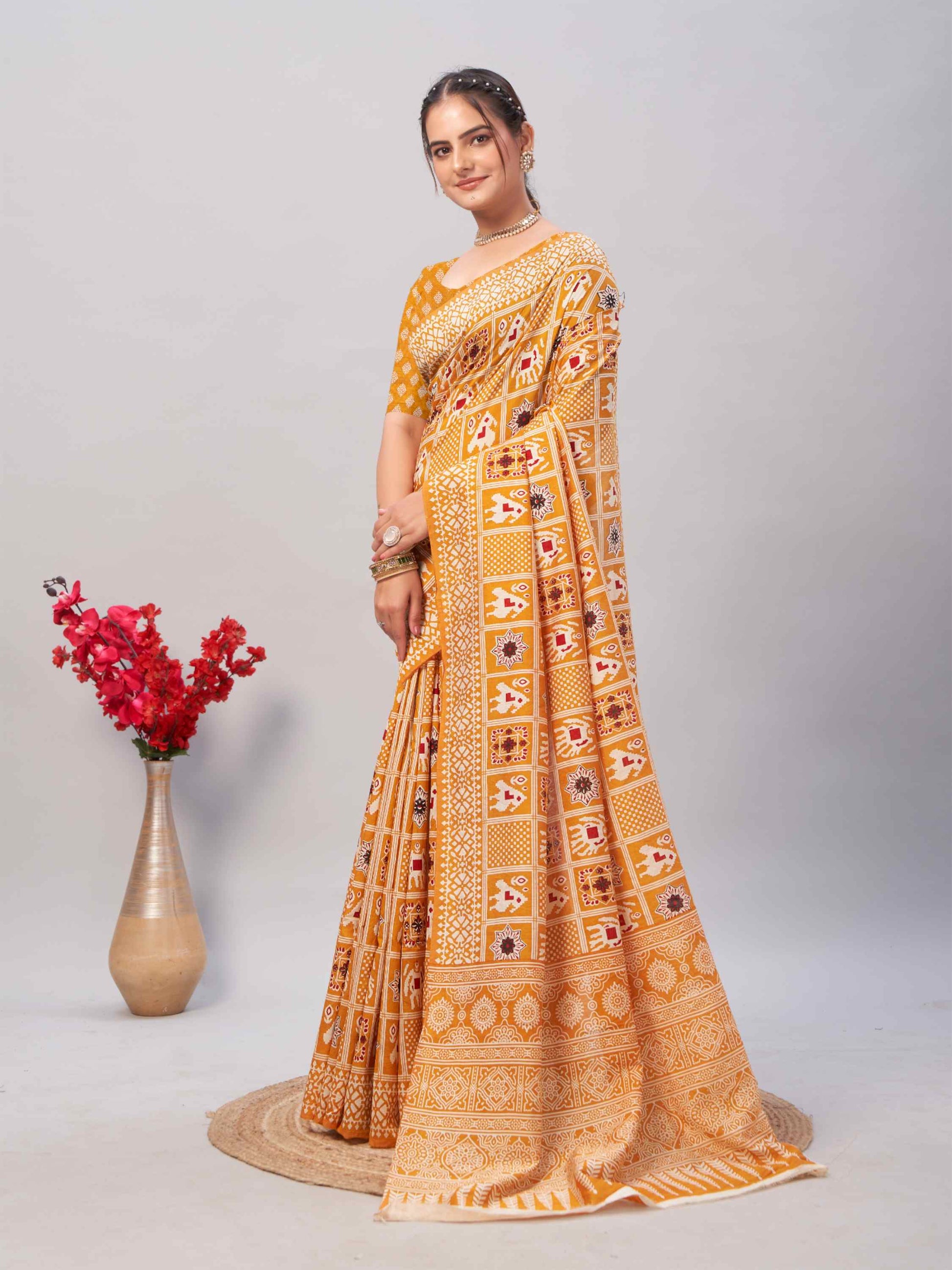 Cotton Saree Yellow