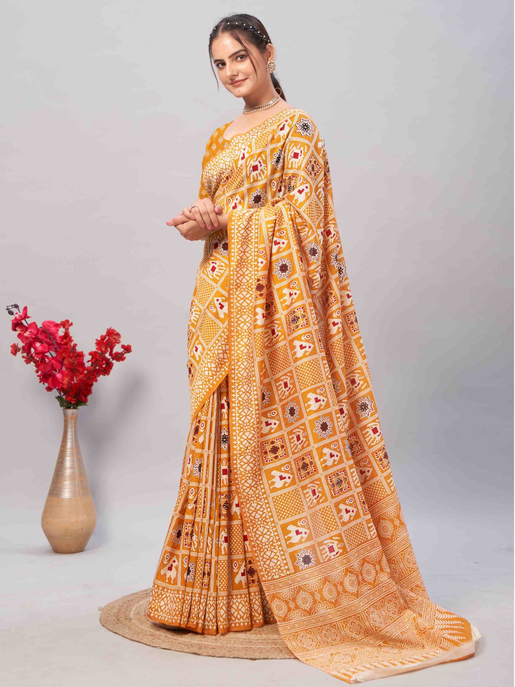Cotton Saree Yellow