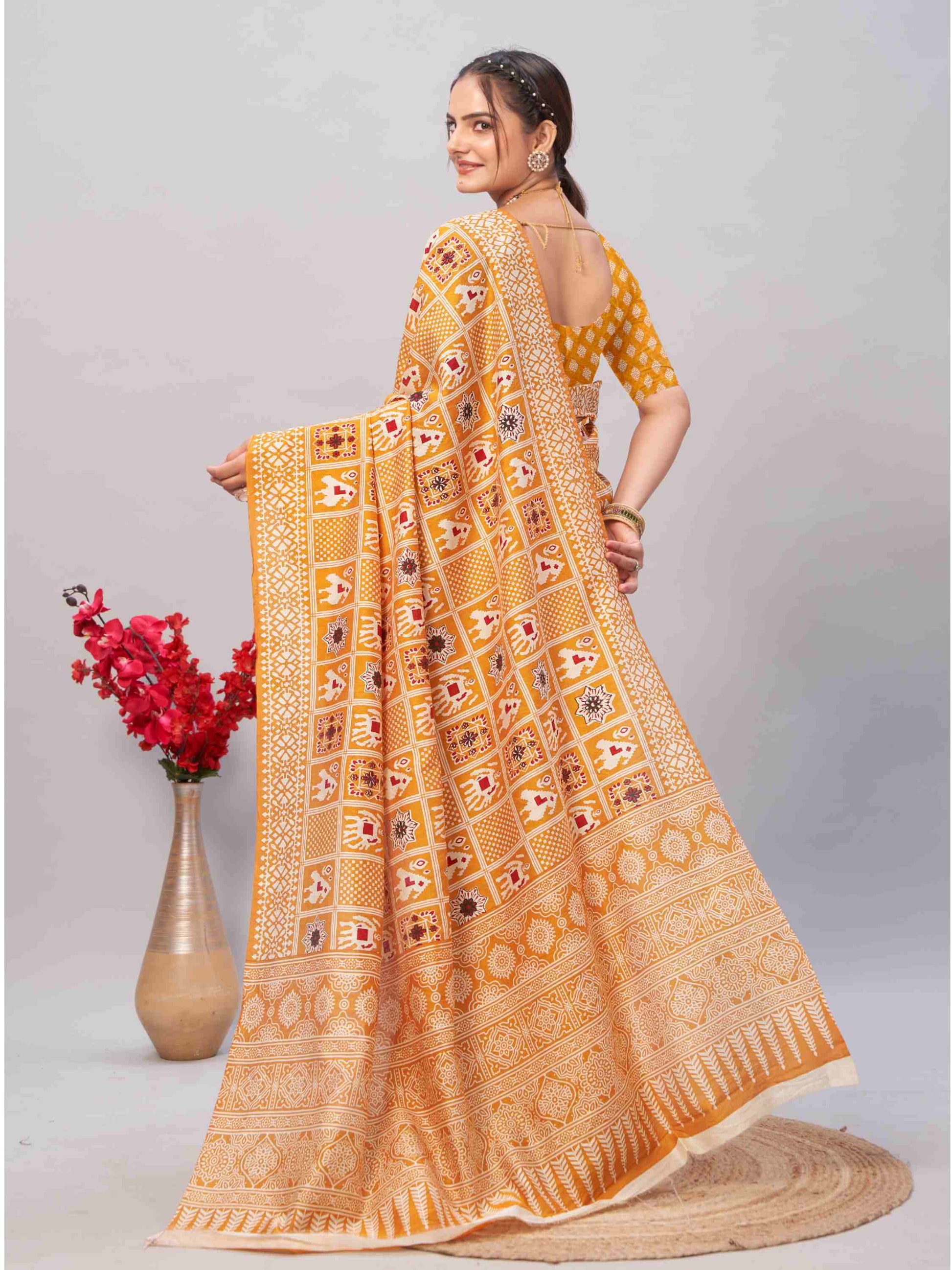 Cotton Saree Yellow