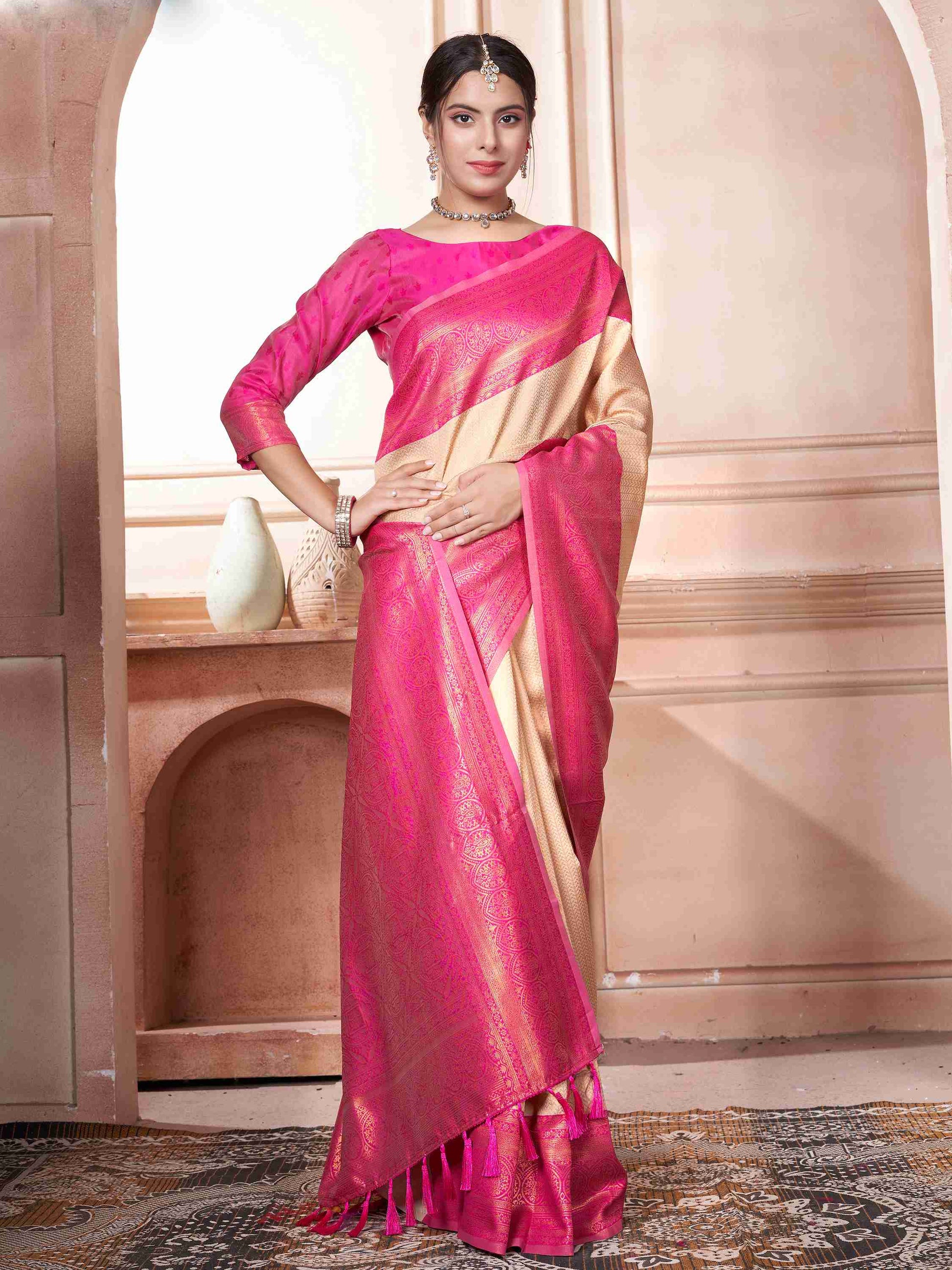 Cream Kanchipuram Silk Saree