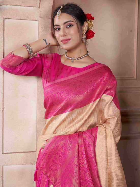 Cream Kanchipuram Silk Saree