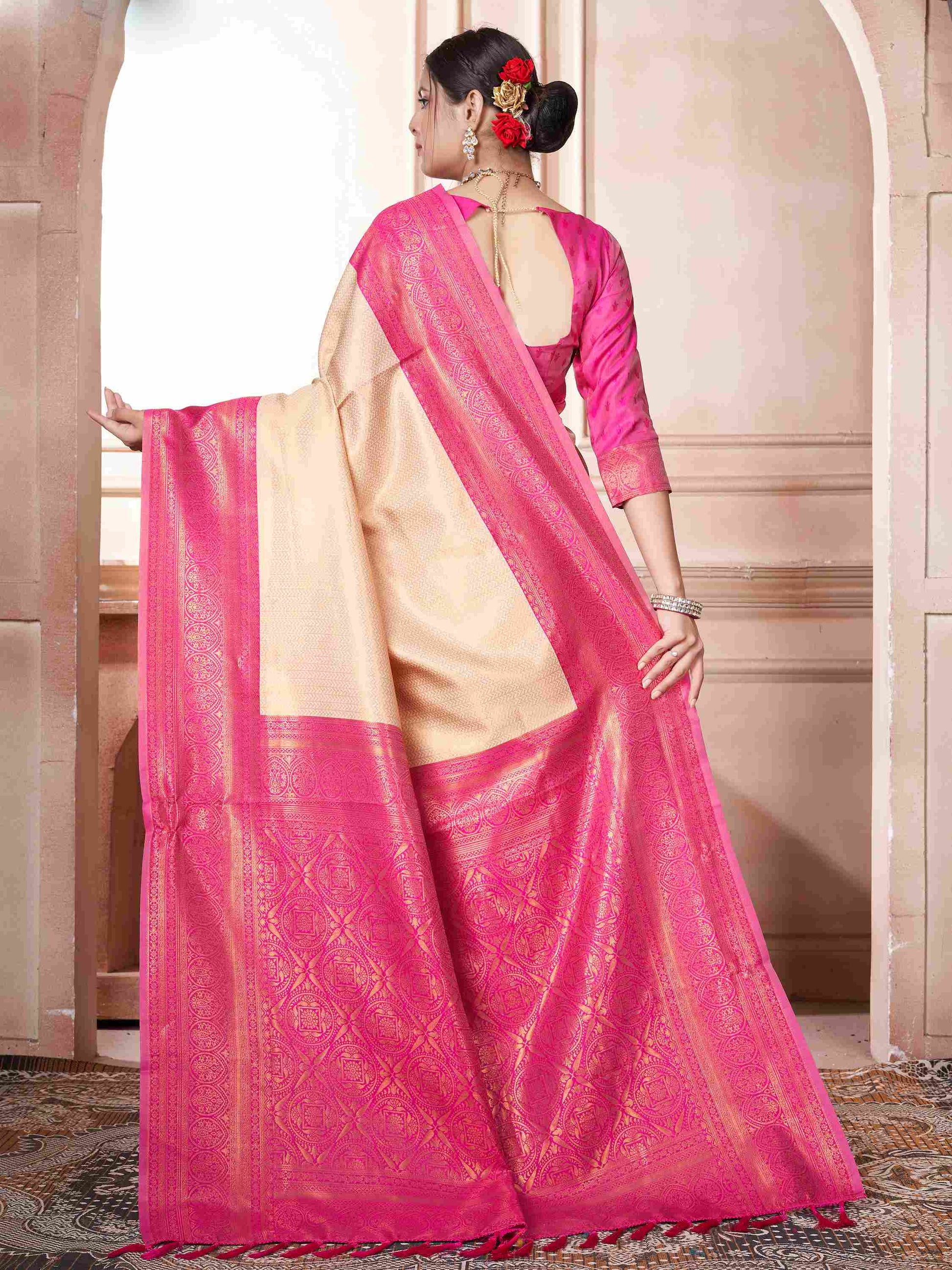 Cream Kanchipuram Silk Saree
