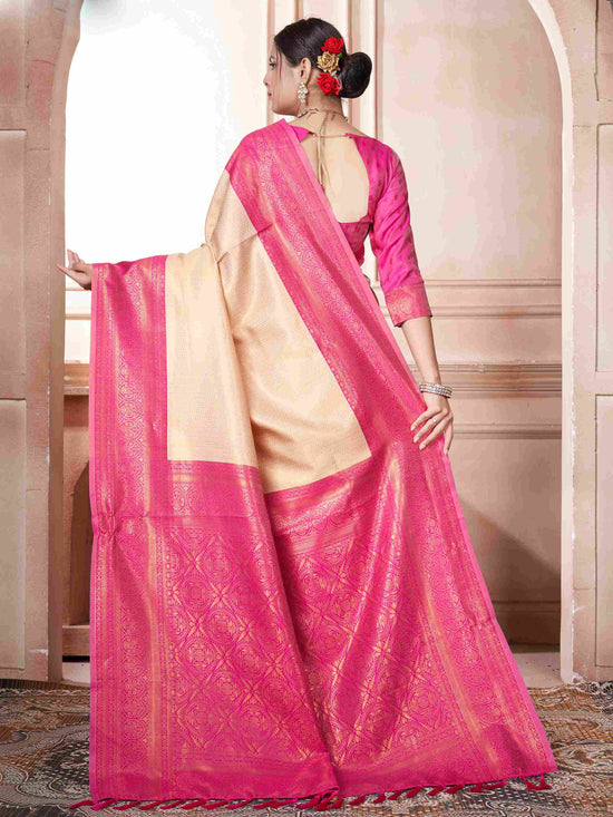 Cream Kanchipuram Silk Saree