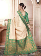 Cream Kanjivaram Silk Saree