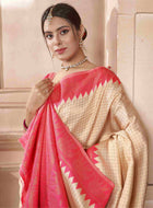 Cream Kanjivaram Silk Saree
