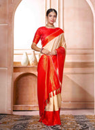 Cream Kanjivaram Silk Saree
