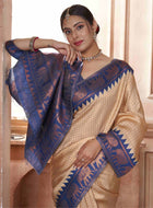 Cream Kanjivaram Silk Saree