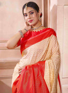 Cream Kanjivaram Silk Saree